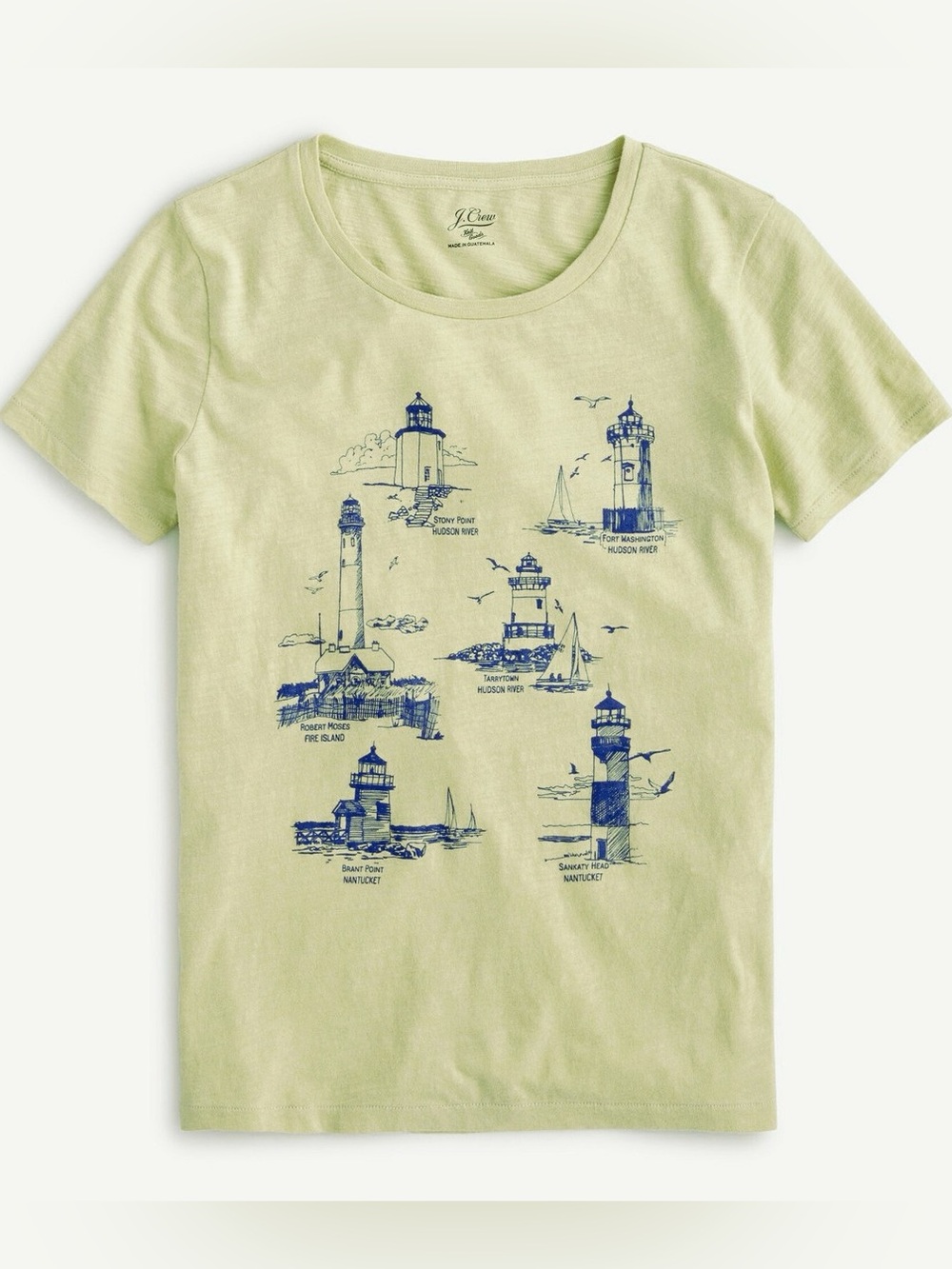 J. Crew vintage cotton knit goods lighthouse Beachy coastal graphic tee shirt